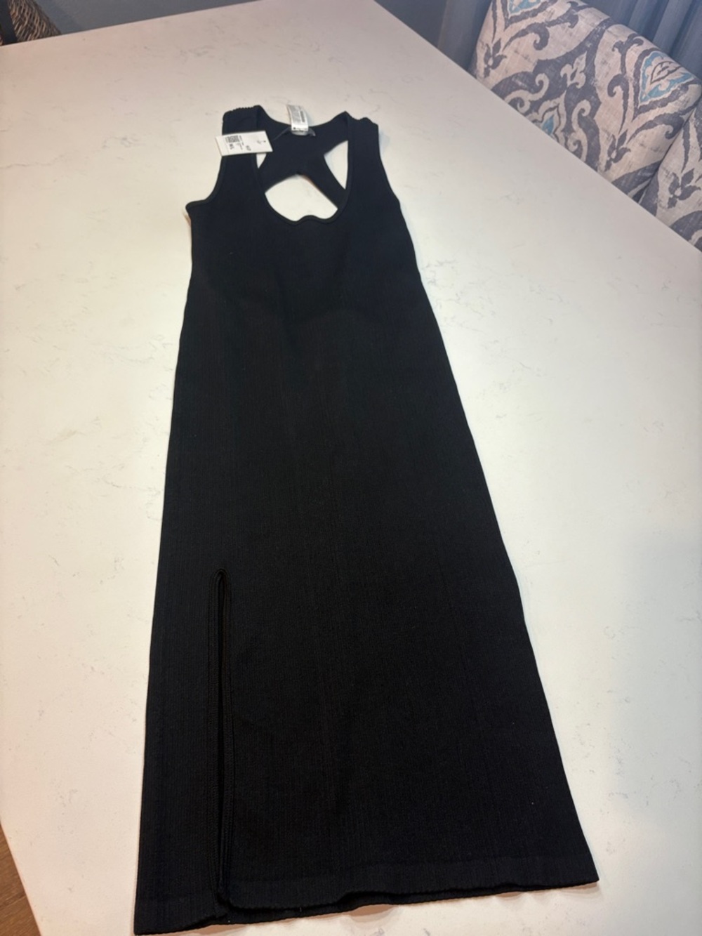 Forever 21 Black Ribbed Midi Dress with Cutout Back